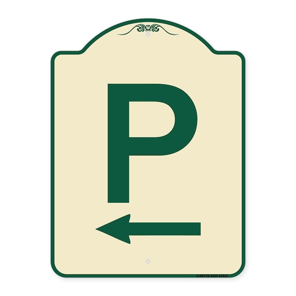 Signmission P Symbol With Left Arrow Heavy-Gauge Aluminum Architectural Sign, 24" x 18", TG-1824-23512 A-DES-TG-1824-23512 - main